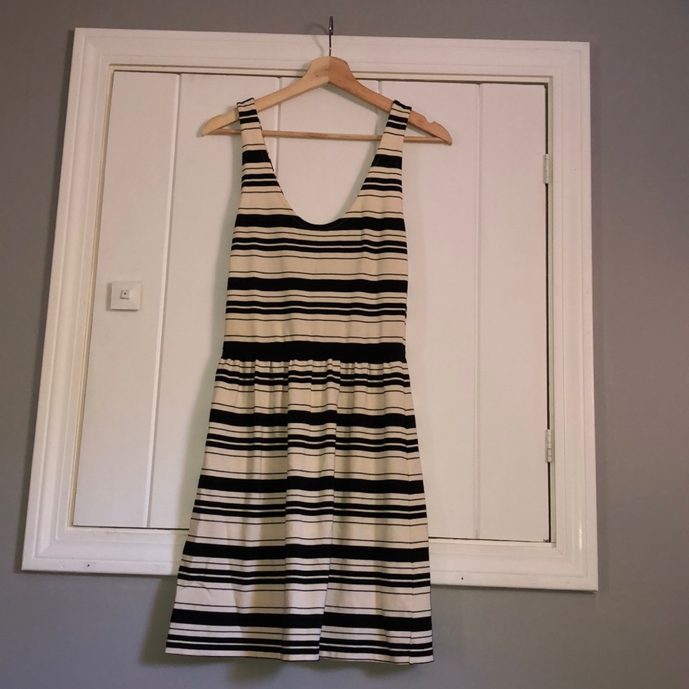 J.Crew striped dress with back button accent